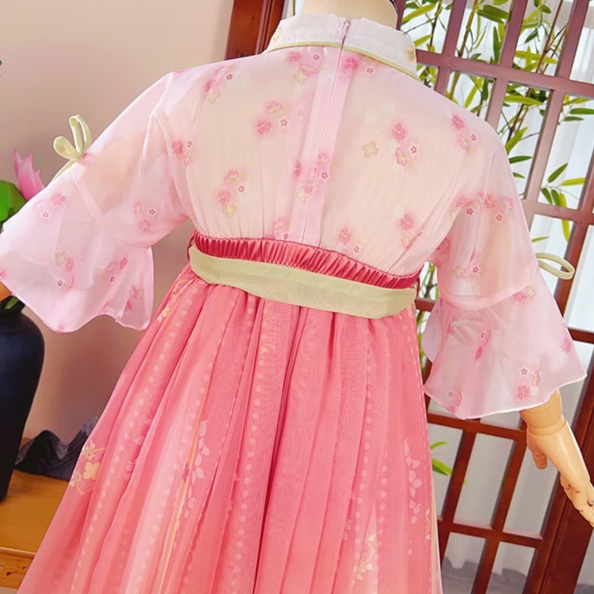 Peach Fairy (Pink) (Short Sleeved) Kids Hanfu Dress thumbnail 5