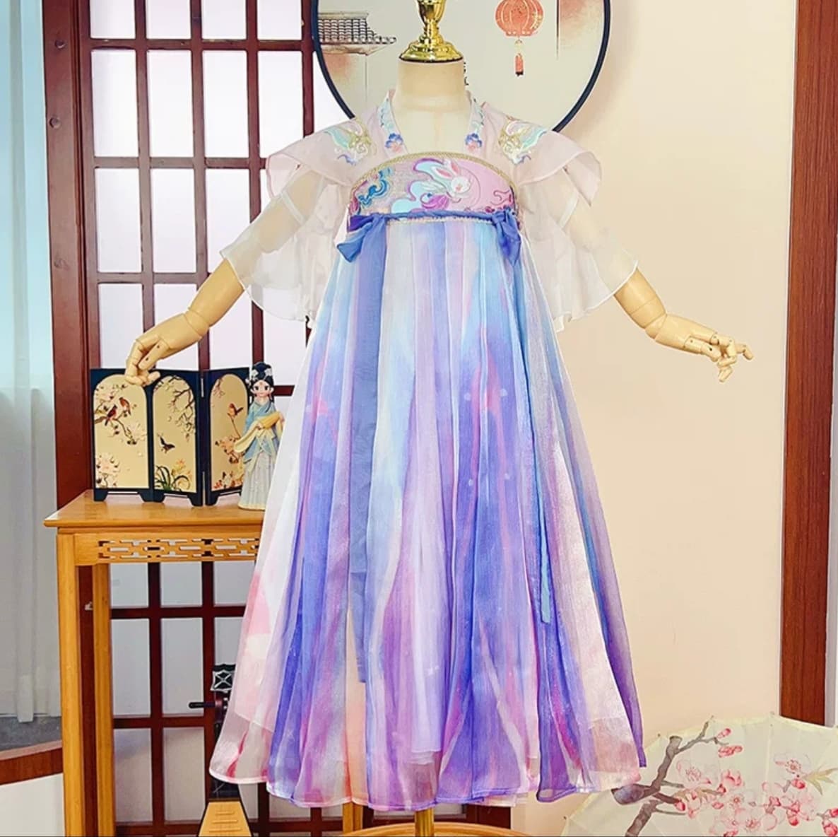 Tiangong Rabbit (Blue) Kids Hanfu Dress alternate view