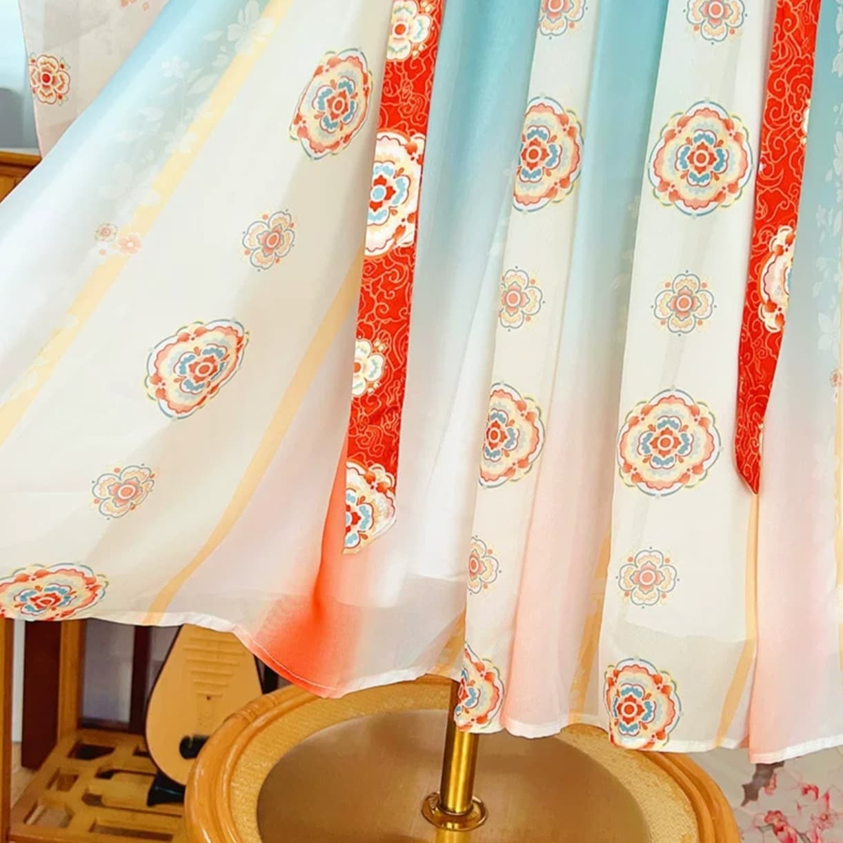 Tang Pattern (Orange Red) Kids Hanfu Dress thumbnail 4