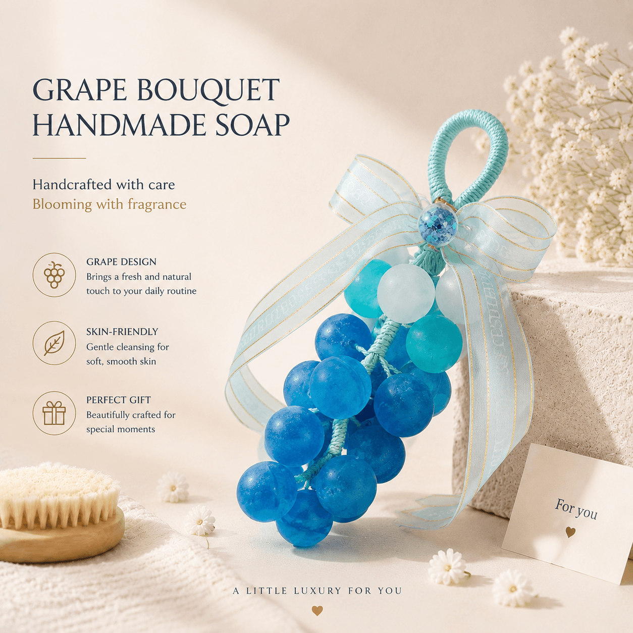 Gradient Blue Grape Cluster Artisan Soap alternate view