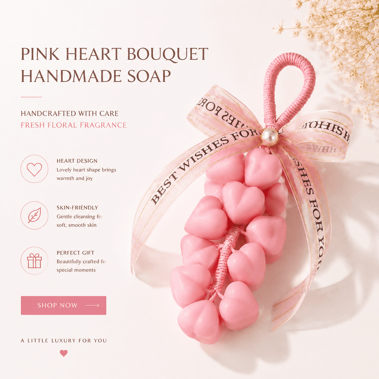 Pink Heart Cluster Artisan Soap alternate view