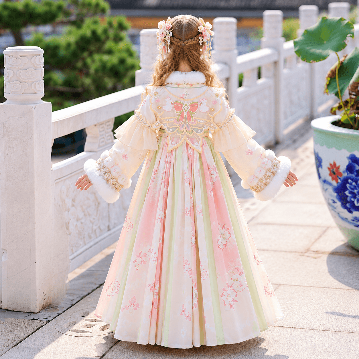 Peach Blossom Fairy Princess Hanfu Dress for Girls thumbnail 4