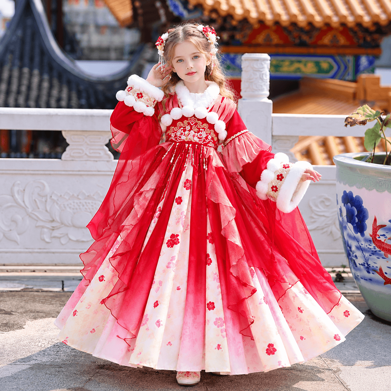 Peony Fairy Princess Hanfu Dress for Girls thumbnail 3