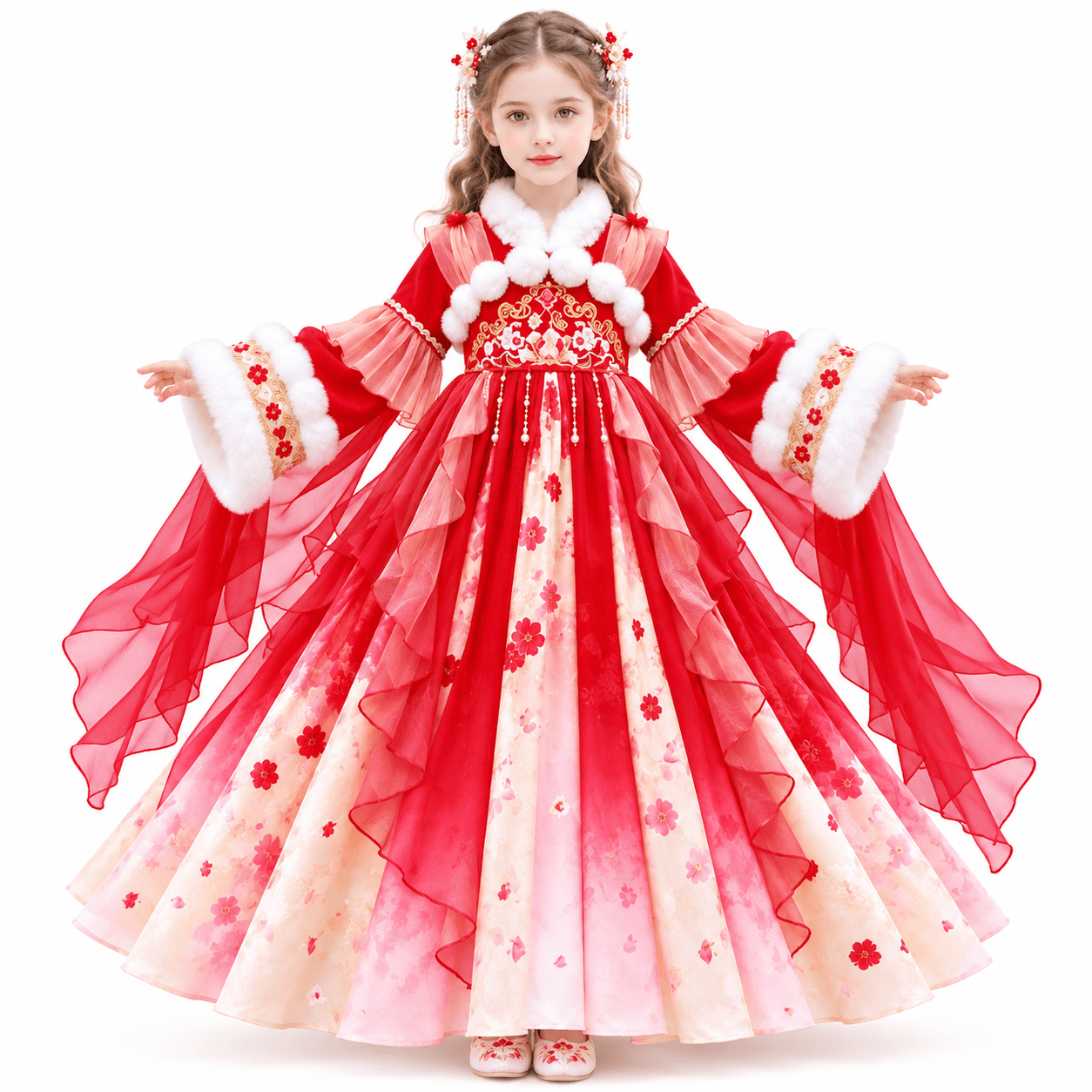Peony Fairy Princess Hanfu Dress for Girls
