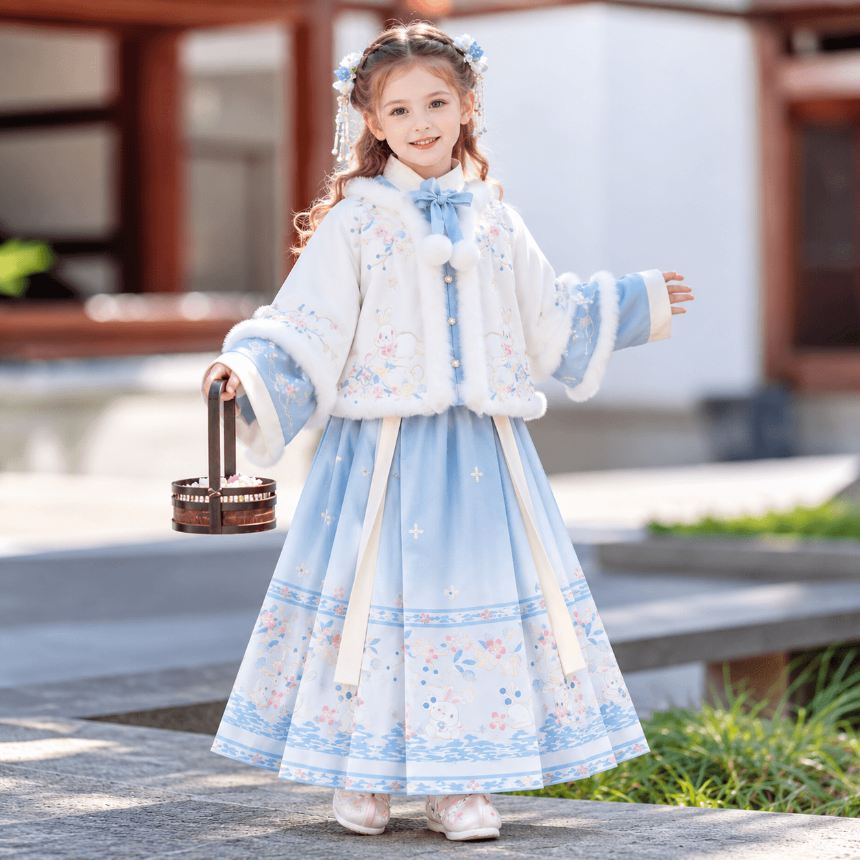 Clear Sky Fairy Rabbit Princess Hanfu Dress for Girls thumbnail 3