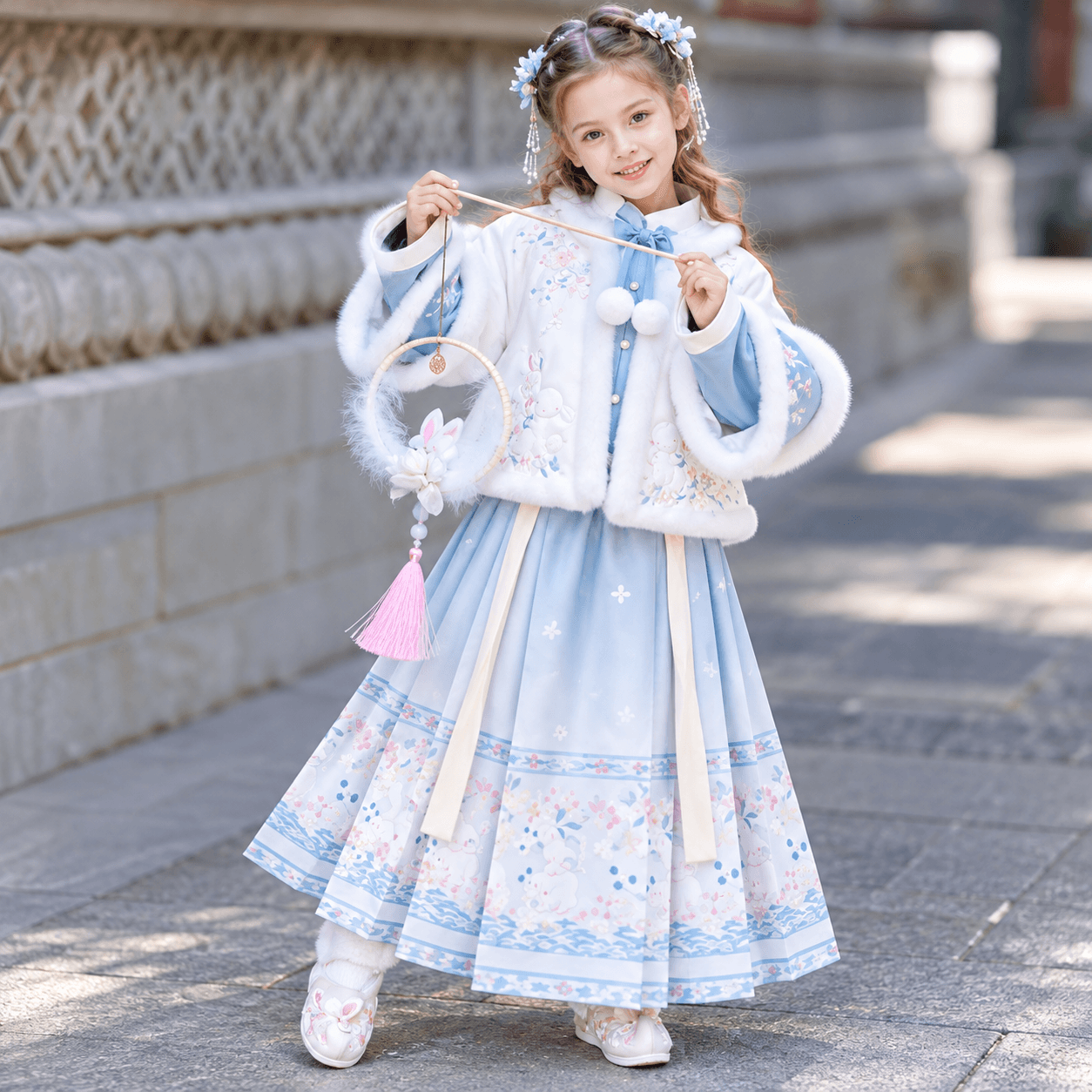 Clear Sky Fairy Rabbit Princess Hanfu Dress for Girls thumbnail 4