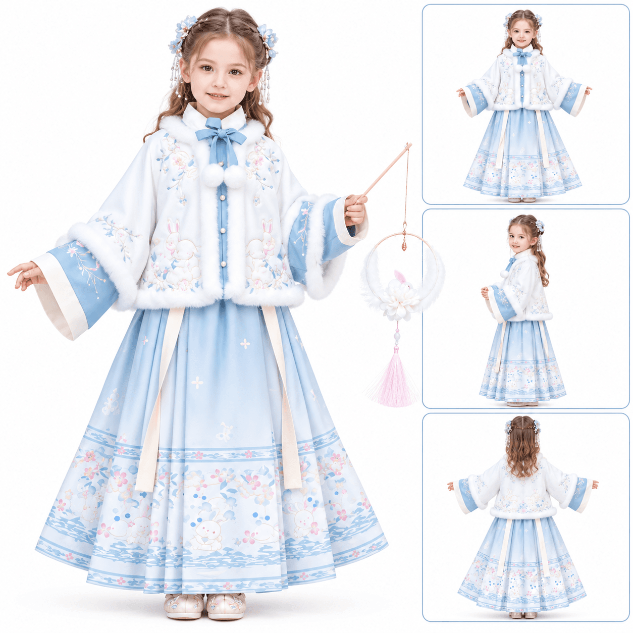 Clear Sky Fairy Rabbit Princess Hanfu Dress for Girls alternate view