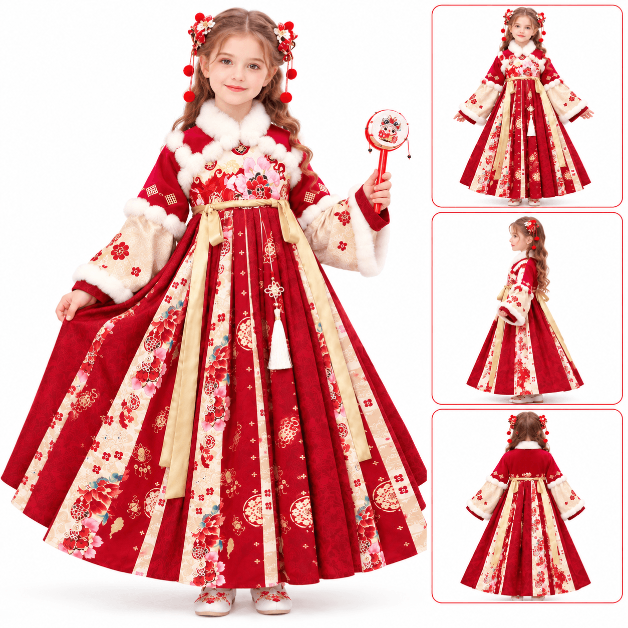 December Plum Blossom Fairy Princess Hanfu Dress for Girls alternate view