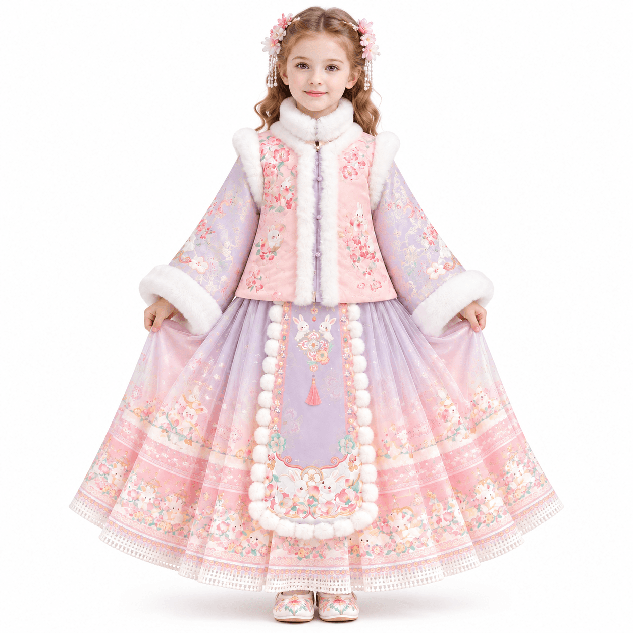 Purple Rabbit Fairy Princess Hanfu Dress for Girls