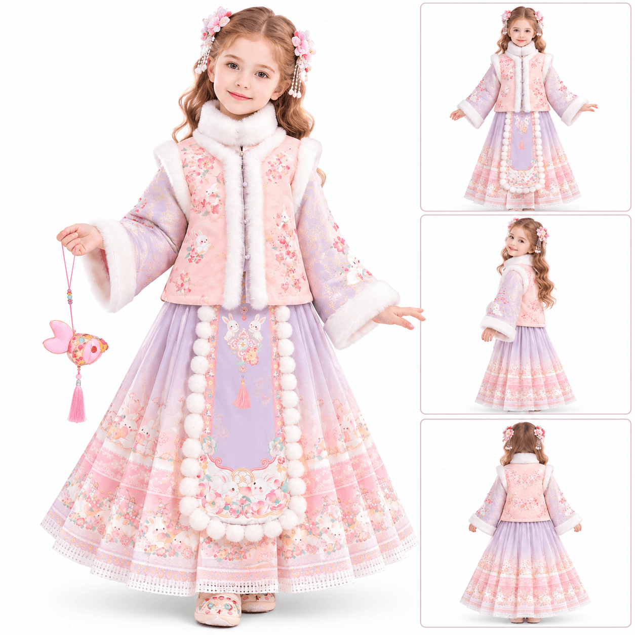 Purple Rabbit Fairy Princess Hanfu Dress for Girls alternate view