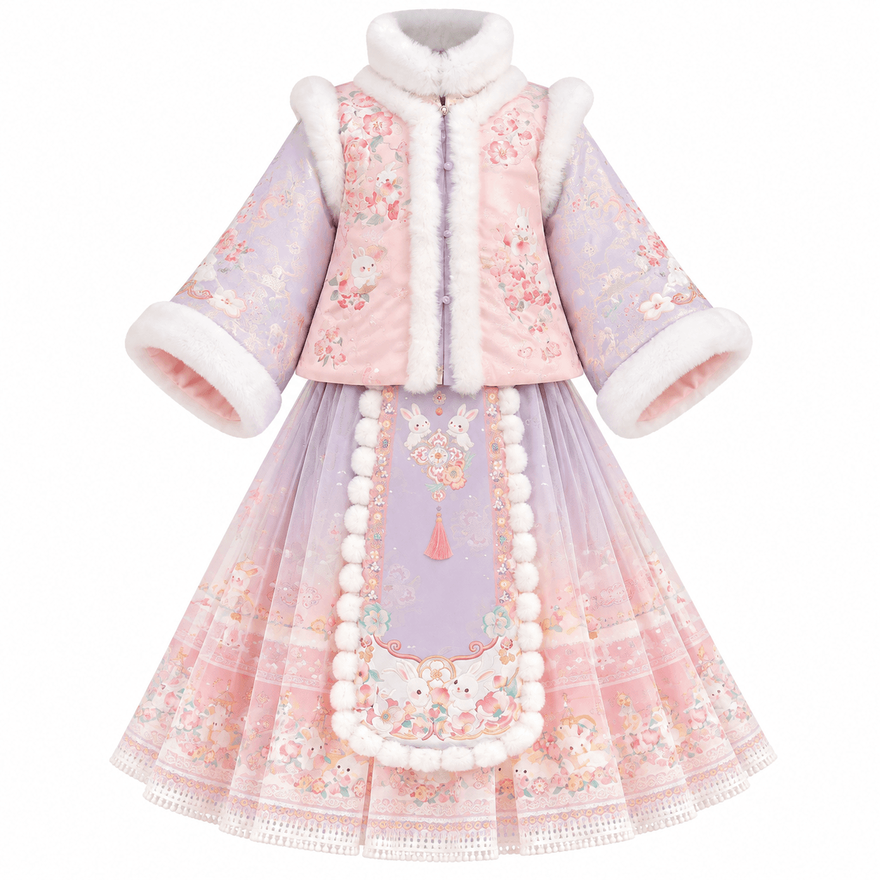 Purple Rabbit Fairy Princess Hanfu Dress for Girls thumbnail 5