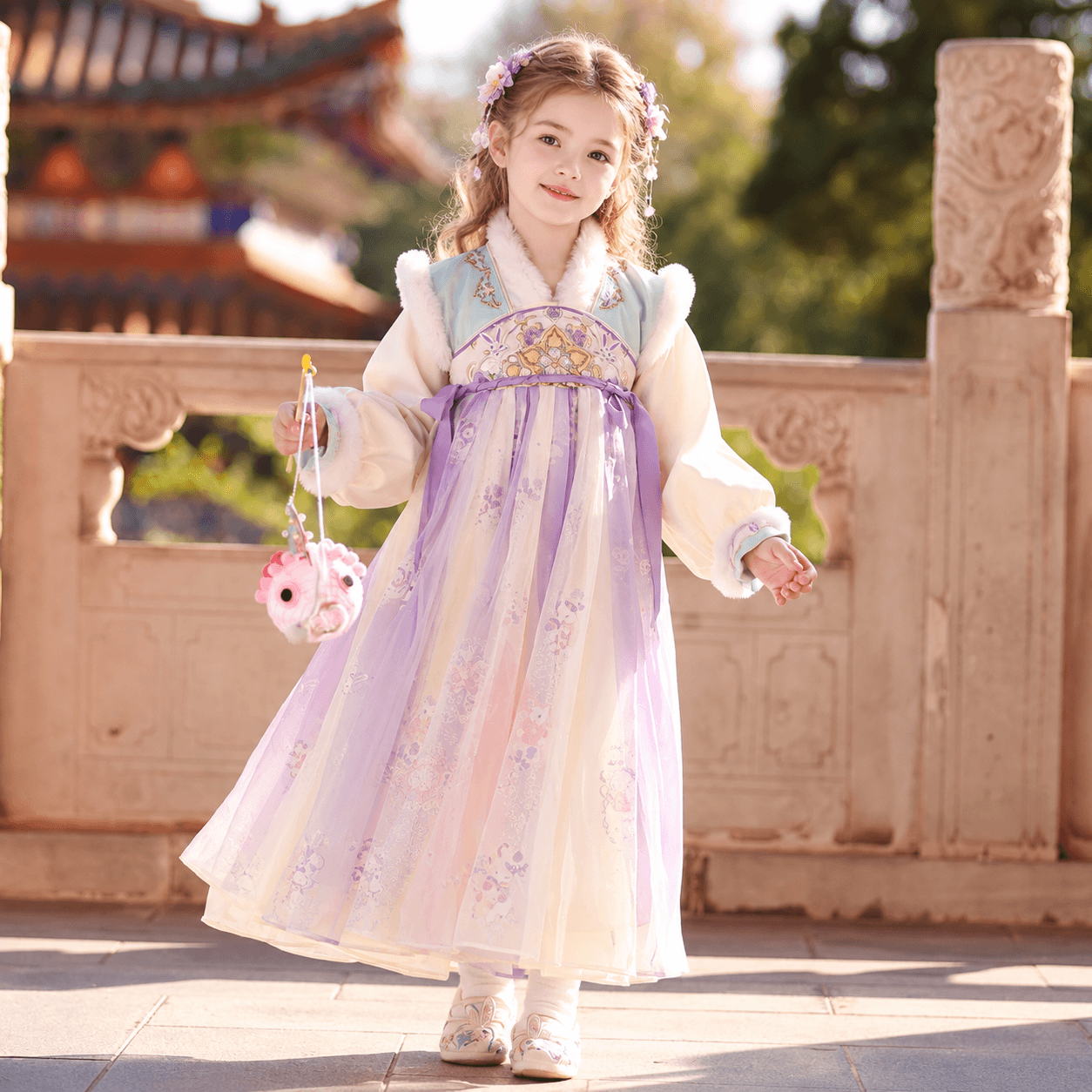 Naughty Princess Hanfu Dress for Girls (Blue Purple-short shoulder) thumbnail 3
