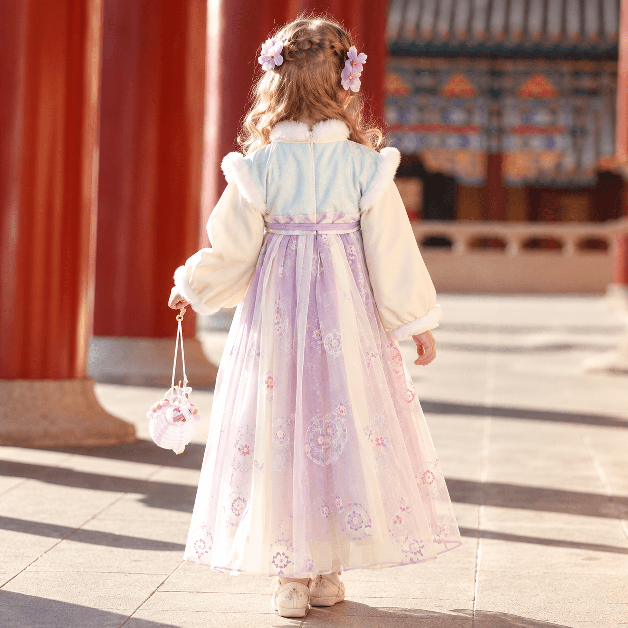 Naughty Princess Hanfu Dress for Girls (Blue Purple-short shoulder) thumbnail 4