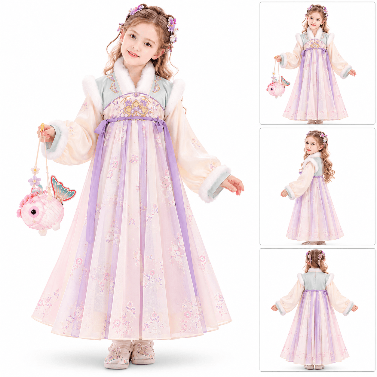 Naughty Princess Hanfu Dress for Girls (Blue Purple-short shoulder) alternate view
