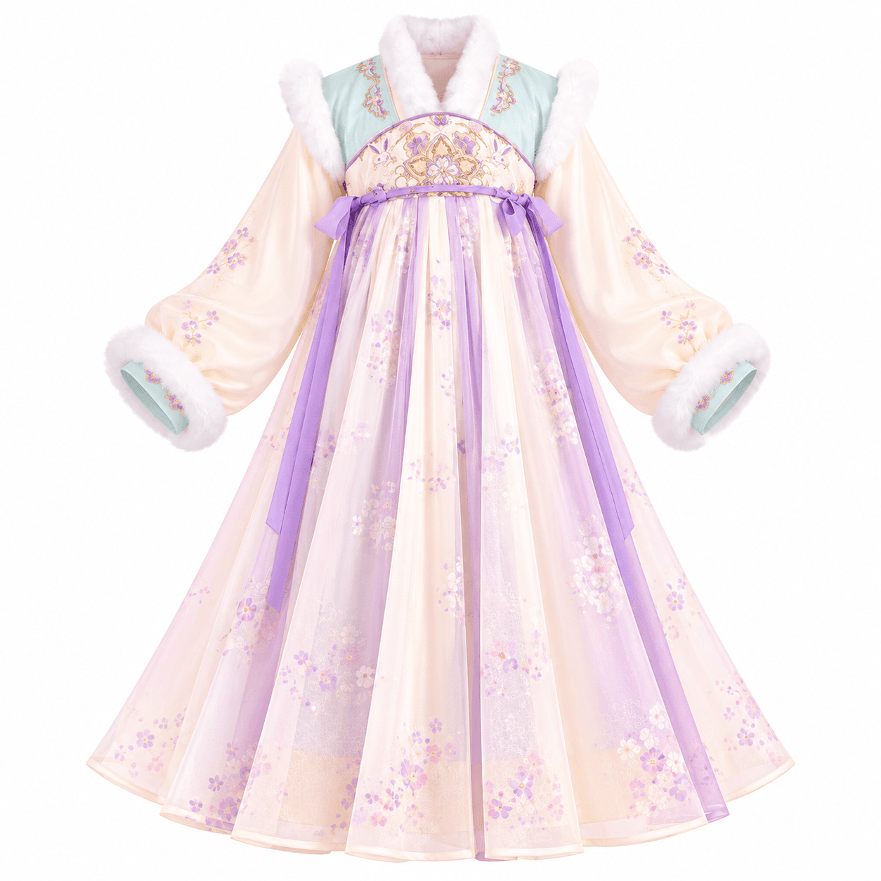 Naughty Princess Hanfu Dress for Girls (Blue Purple-short shoulder) thumbnail 5