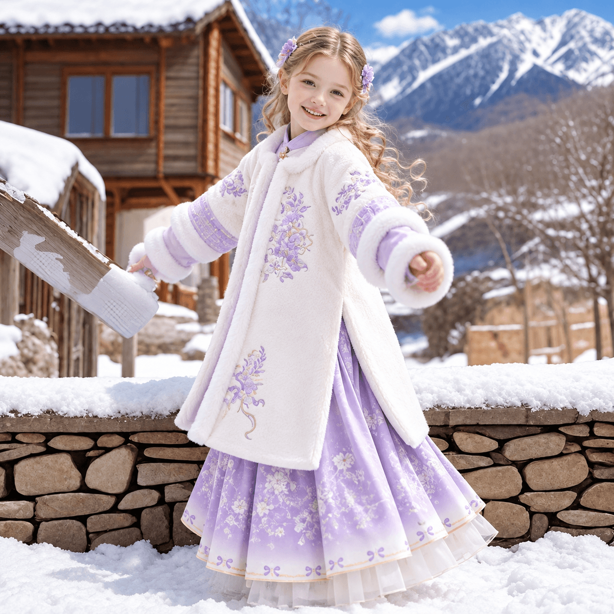 Lavender Princess Hanfu Dress for Girls thumbnail 3