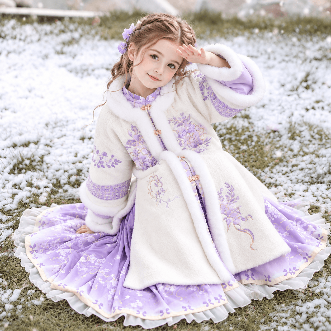 Lavender Princess Hanfu Dress for Girls thumbnail 4