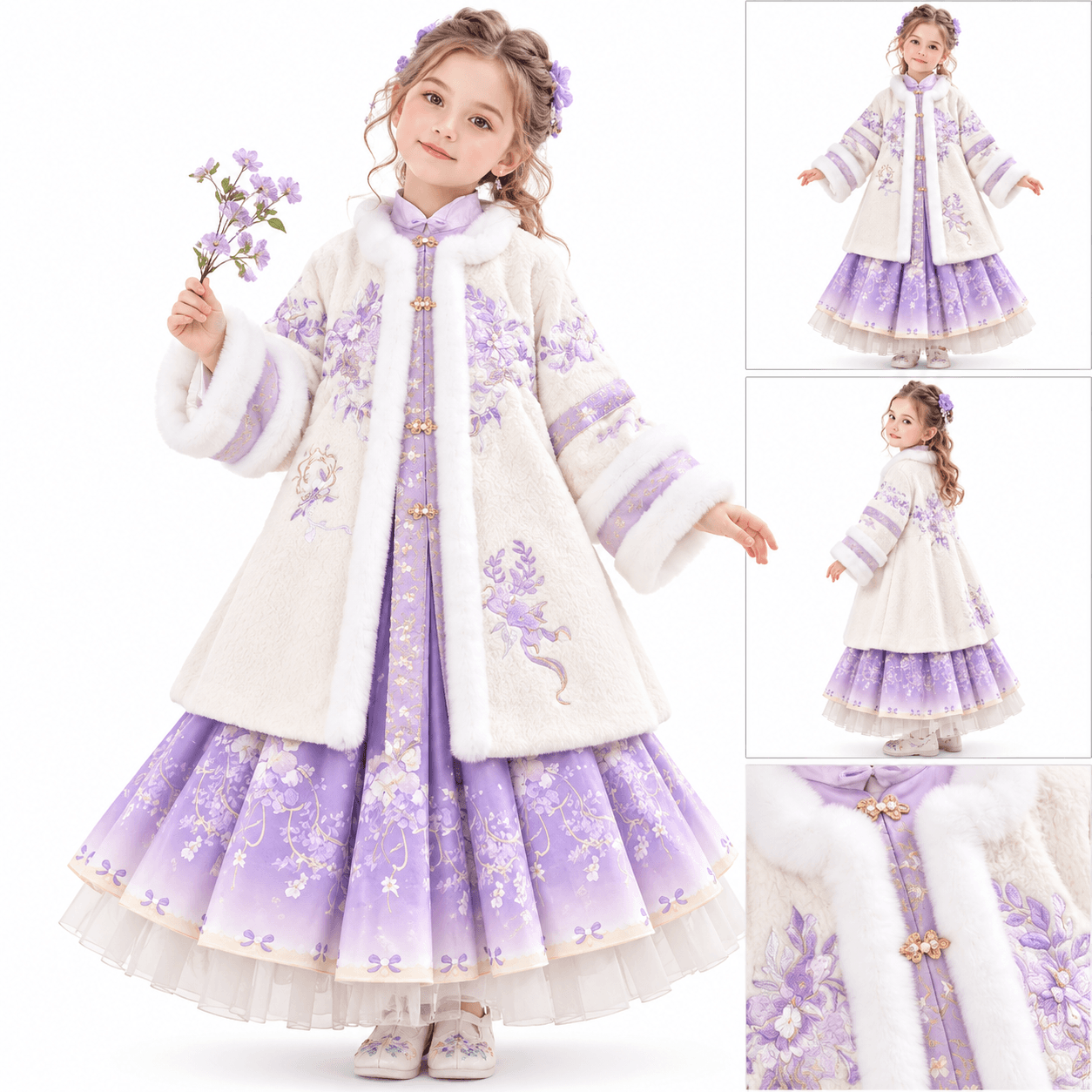 Lavender Princess Hanfu Dress for Girls alternate view