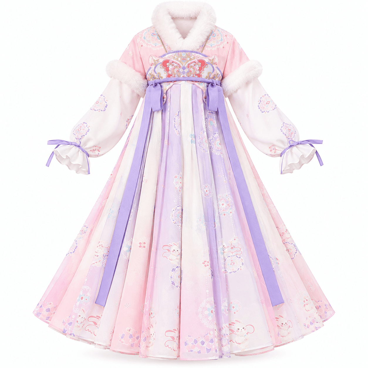 Naughty Princess Hanfu Dress for Girls (Pink Purple-short shoulder) thumbnail 5