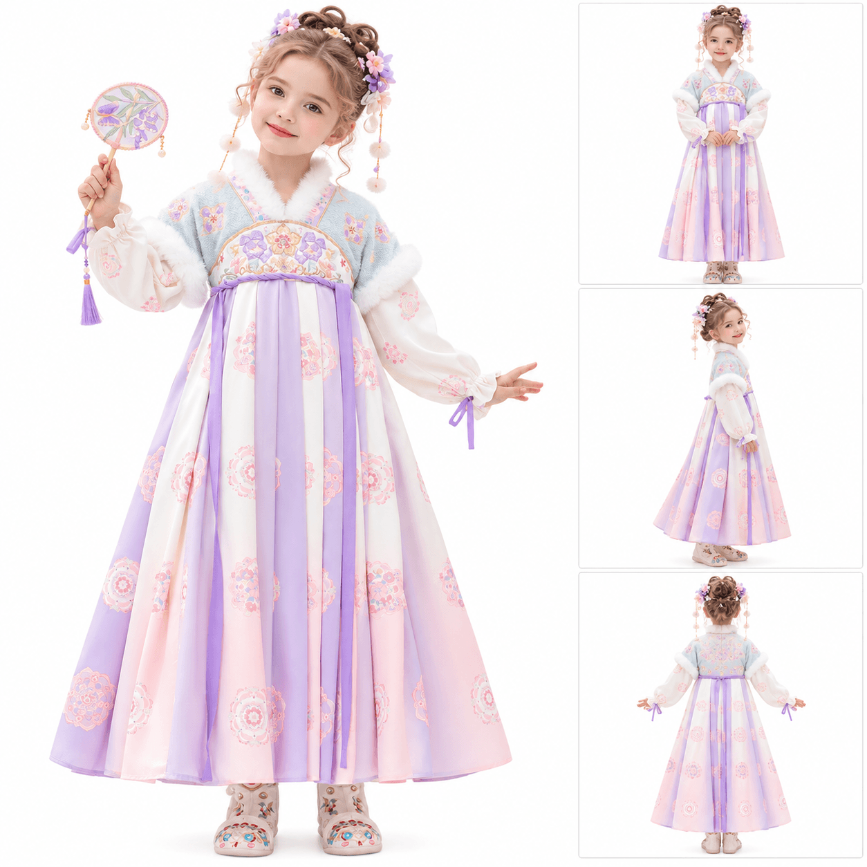 Naughty Princess Hanfu Dress for Girls (Blue Purple-long shoulder) alternate view