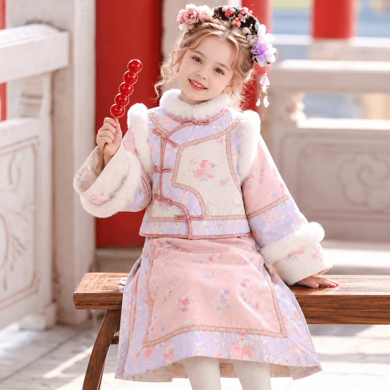 Peach GeGe Princess Hanfu Dress for Girls thumbnail 3