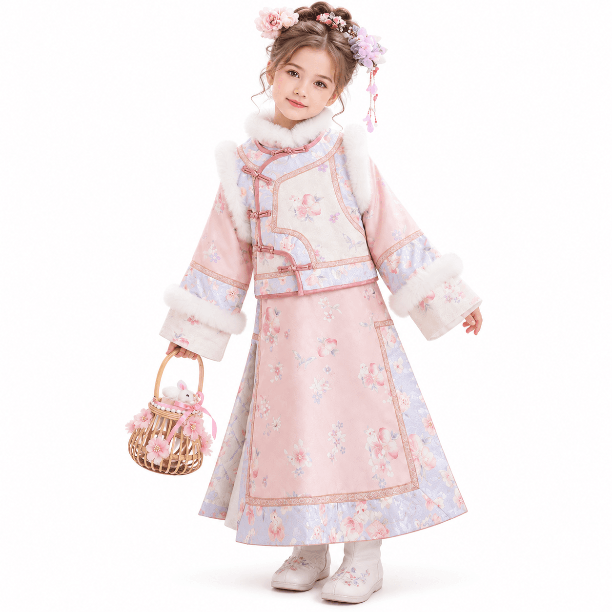 Peach GeGe Princess Hanfu Dress for Girls