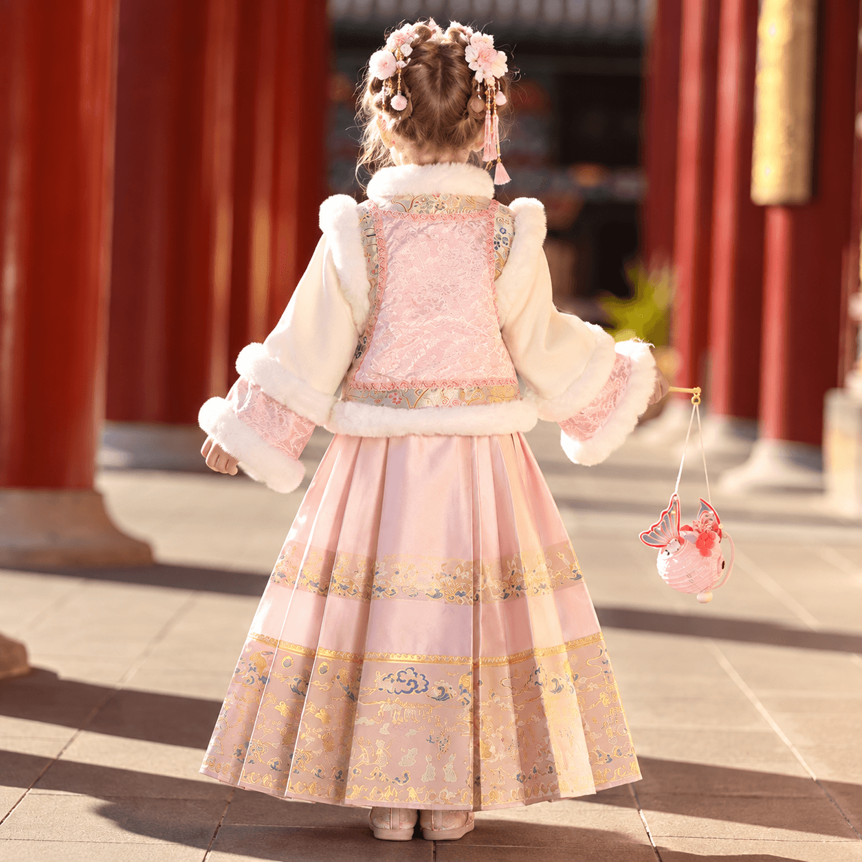 Peach Blossom GeGe Princess Hanfu Dress for Girls thumbnail 4