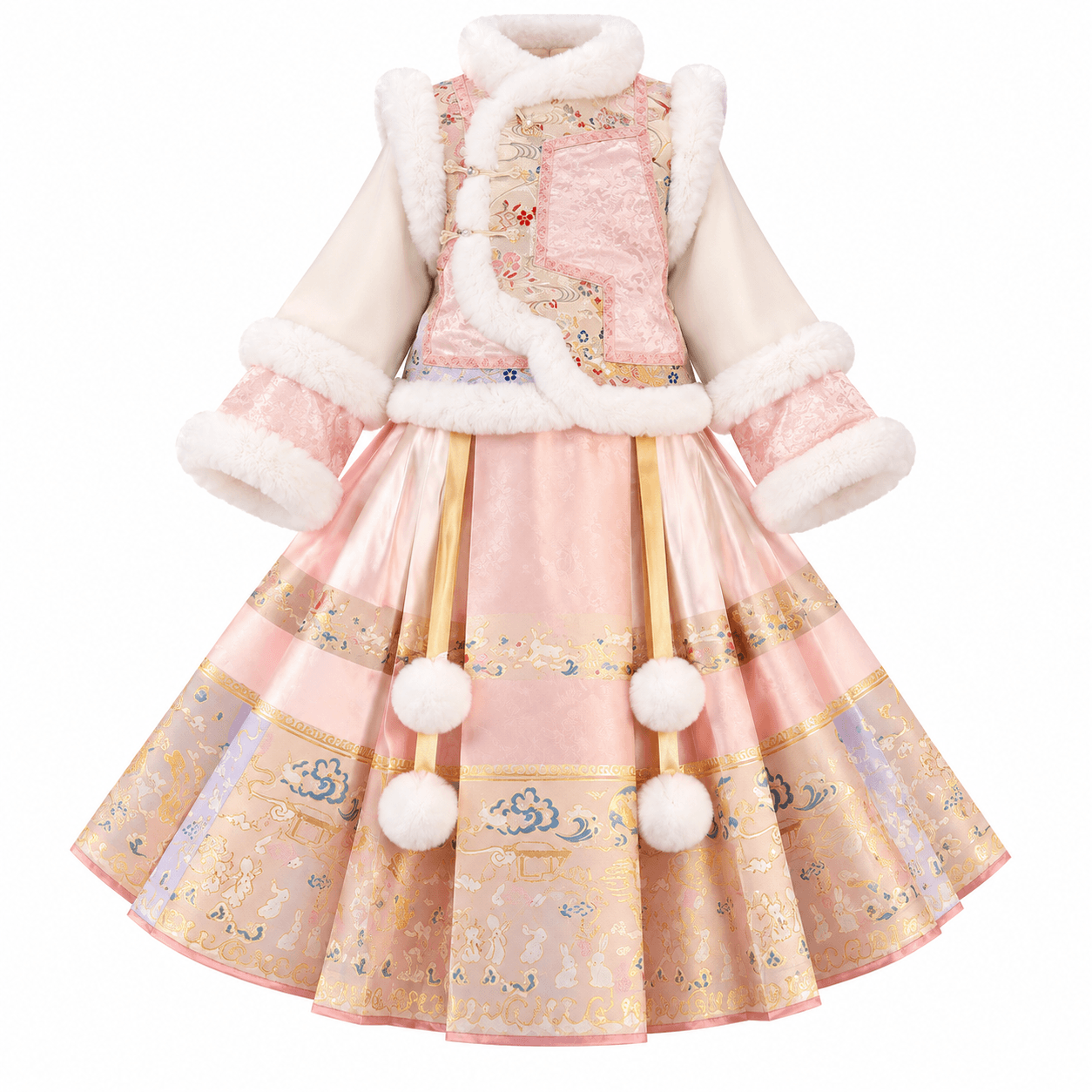 Peach Blossom GeGe Princess Hanfu Dress for Girls