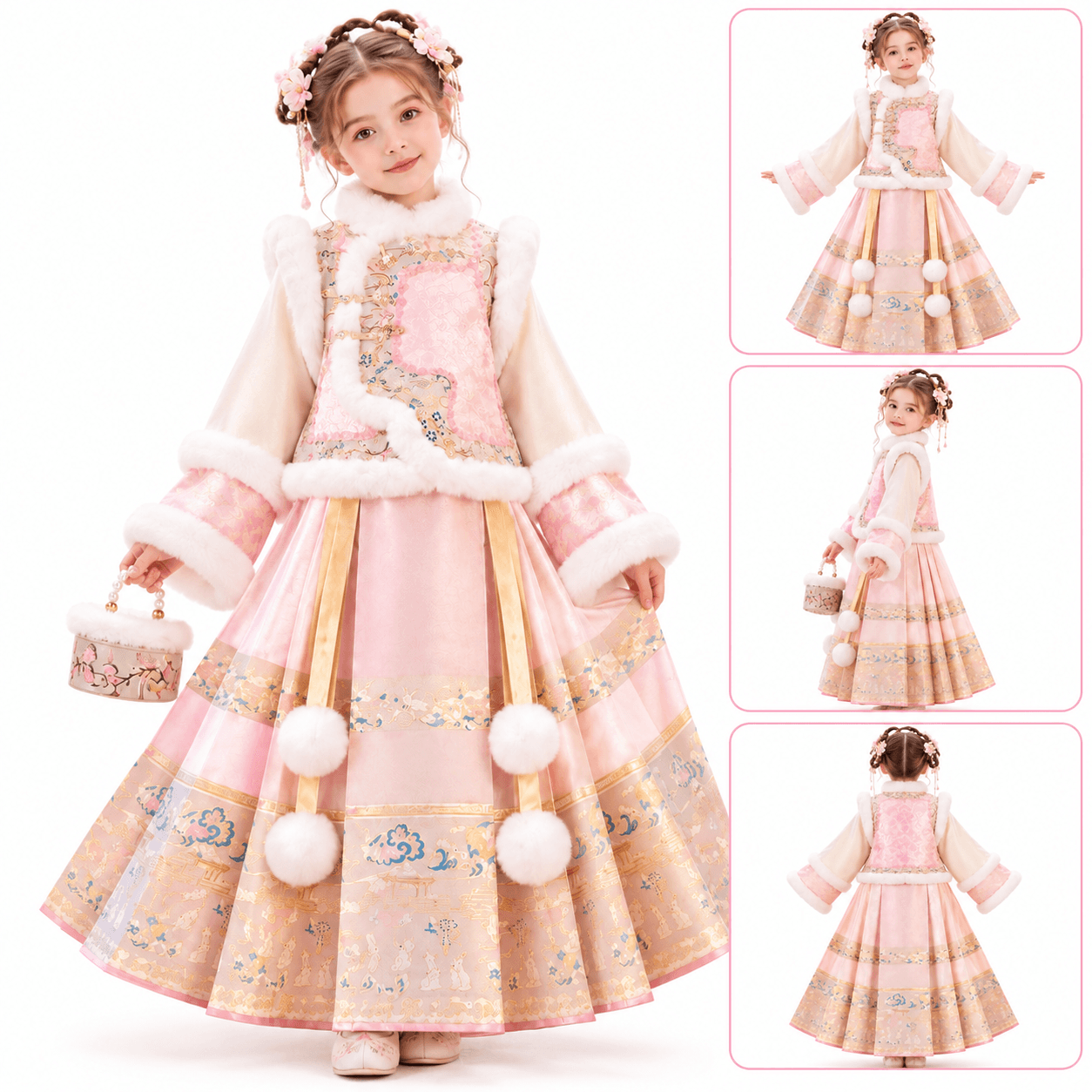 Peach Blossom GeGe Princess Hanfu Dress for Girls alternate view