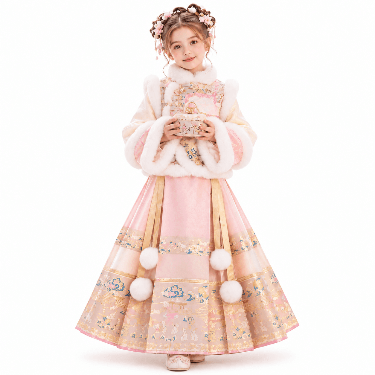 Peach Blossom GeGe Princess Hanfu Dress for Girls thumbnail 5