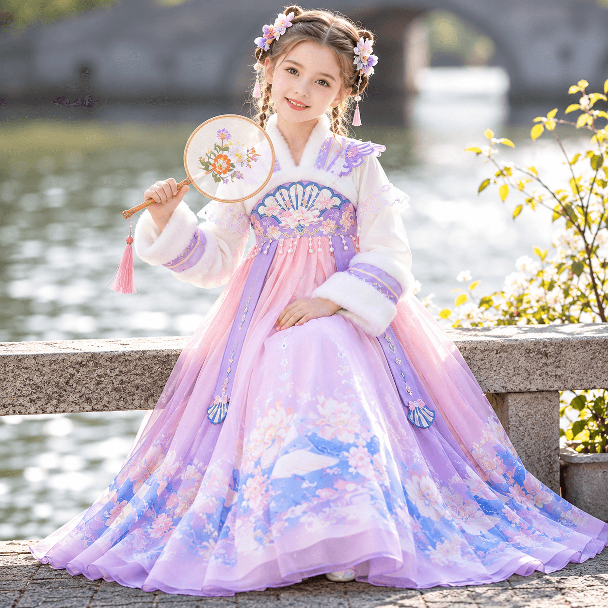 Carp Princess Hanfu Dress for Girls (Purple) thumbnail 3