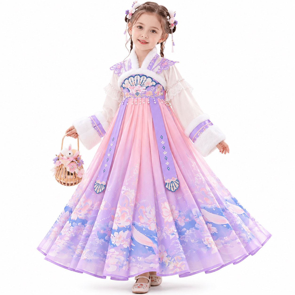 Carp Princess Hanfu Dress for Girls (Purple)