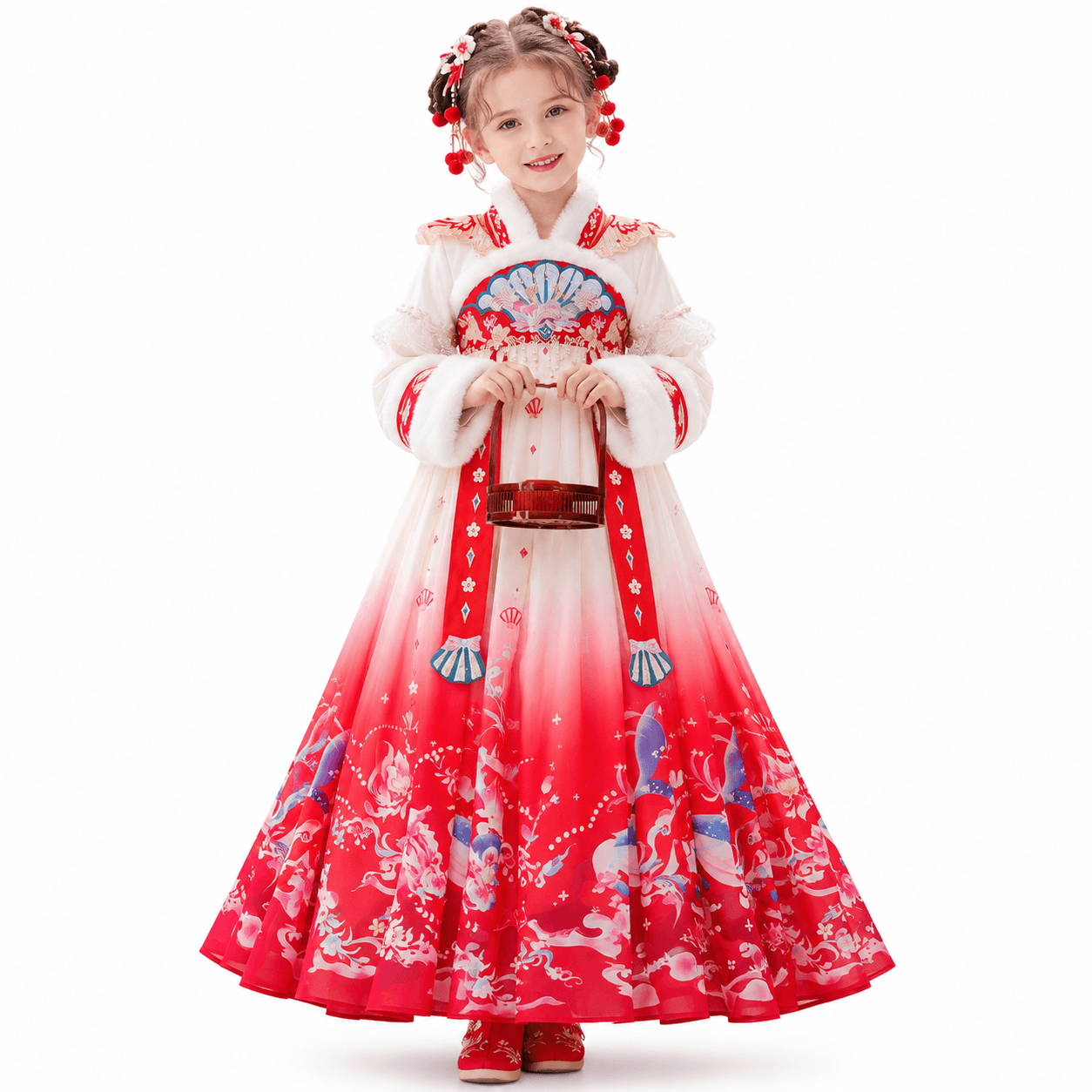 Carp Princess Hanfu Dress for Girls (Red)