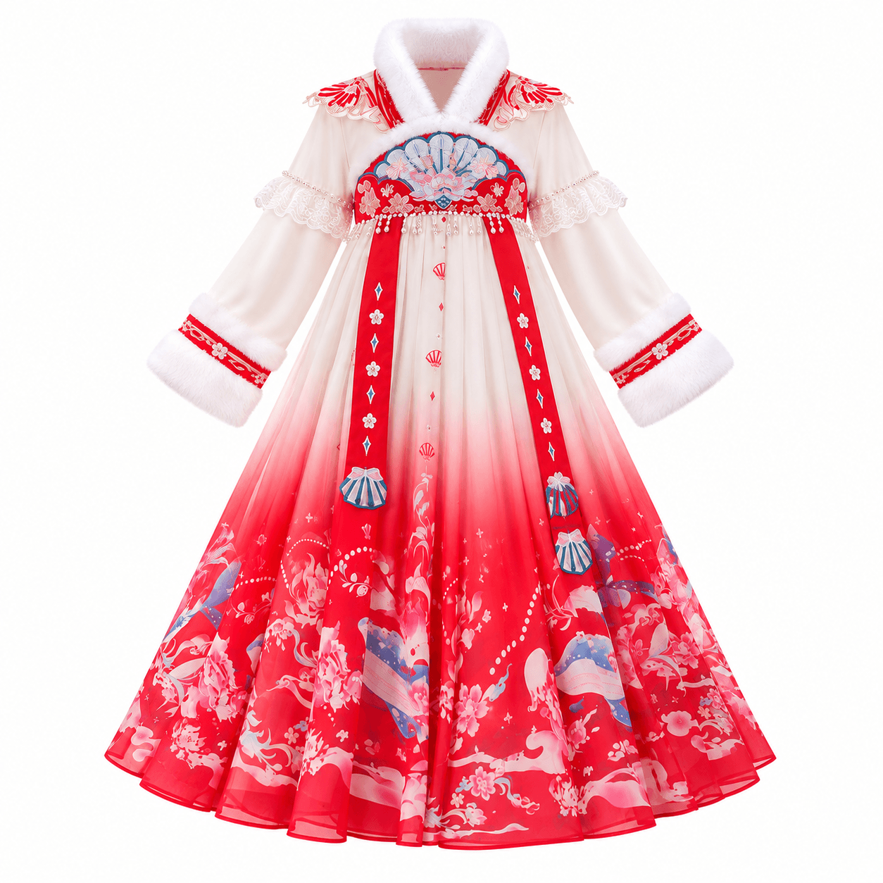 Carp Princess Hanfu Dress for Girls (Red) thumbnail 5
