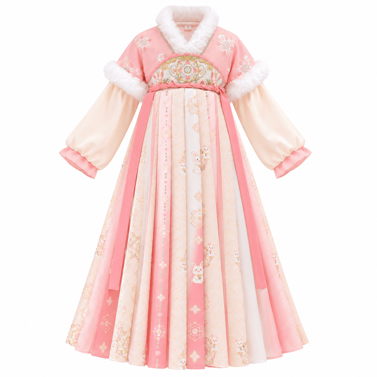Naughty Princess Hanfu Dress for Girls (Pink Yellow-long shoulder) thumbnail 5